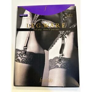 Fredericks of Hollywood Purple Scallop Lace Stockings Thigh High Leg Ware Size L